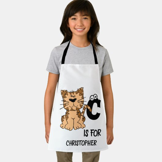Aangepast monogram C is voor katten die schattig k Schort (Insitu)