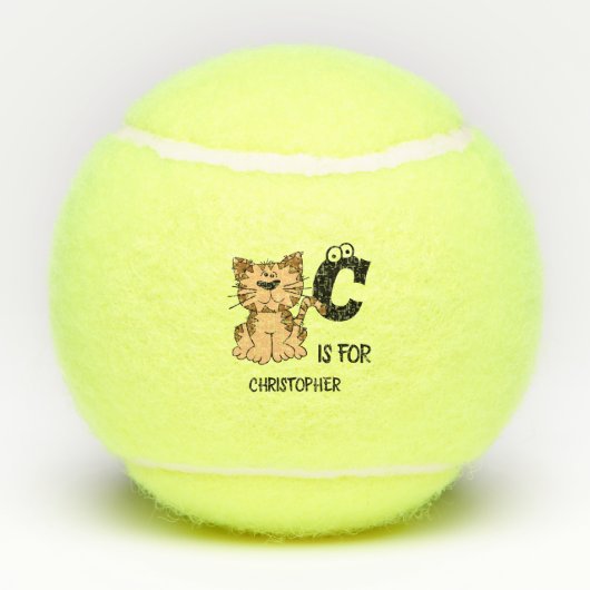Aangepast monogram C is voor katten die schattig k Tennisballen (Achterkant)