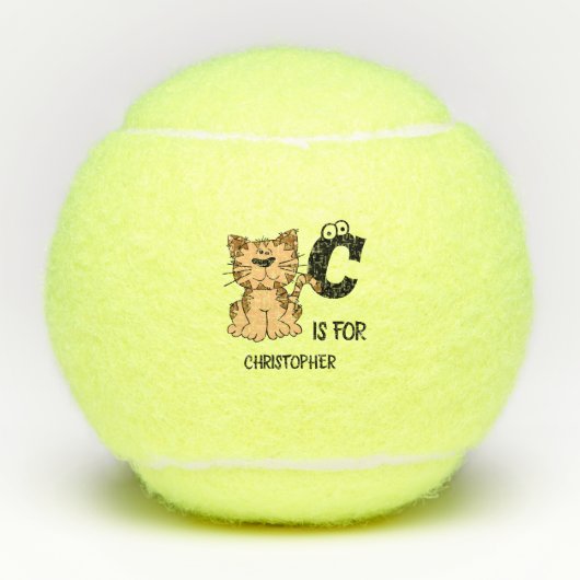 Aangepast monogram C is voor katten die schattig k Tennisballen (Voorkant)