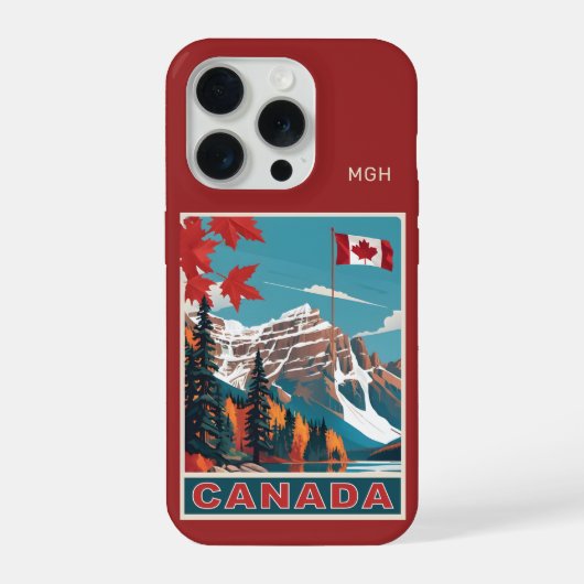 Aangepast monogram Canada Reisposter iPhone Hoesje (Achterkant)