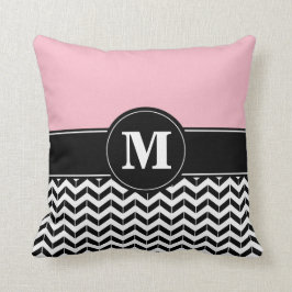 Aangepast monogram Chevron Pink Kussen
