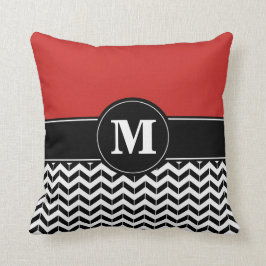 Aangepast monogram Chevron Red Kussen