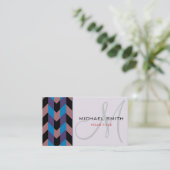 Aangepast monogram Chevron Zigzag Pattern 7 Visitekaartje (Staand voorkant)