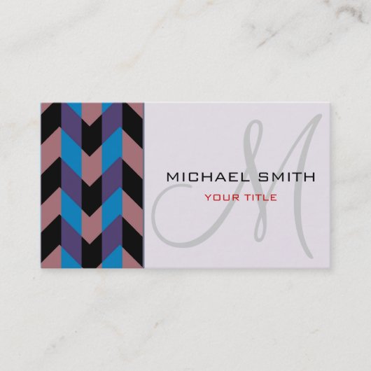 Aangepast monogram Chevron Zigzag Pattern 7 Visitekaartje (Voorkant)