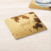 Aangepast monogram Chic Beige Brown Animal Fur Pri Kartonnen Onderzetters (Schuin)