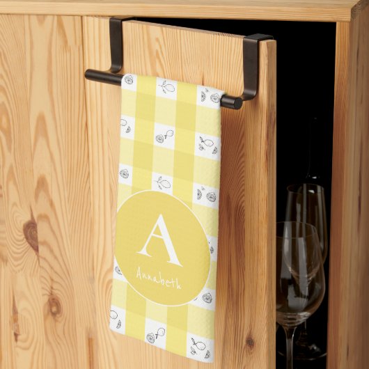 Aangepast monogram Citroenruit Theedoek (Derde Gevouwen)