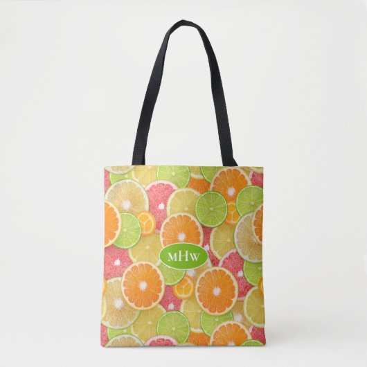 Aangepast monogram Citrus Tote Bag (Voorkant)