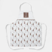 Aangepast monogram, Cute White en Brown Deer Patte Schort (Voorkant)