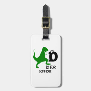 Aangepast monogram D is voor Dinosaur schattige T Bagagelabel
