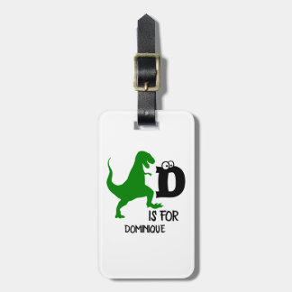 Aangepast monogram D is voor Dinosaur schattige T  Bagagelabel