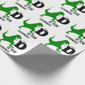 Aangepast monogram D is voor Dinosaur schattige T Cadeaupapier (Hoek)