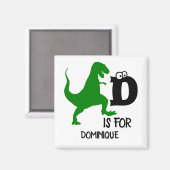 Aangepast monogram D is voor Dinosaur schattige T Magneet (Voorkant / Achterkant)