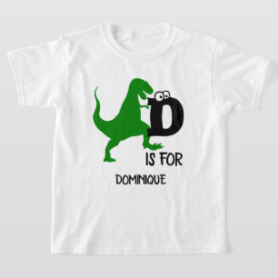 Aangepast monogram D is voor Dinosaur schattige T  T-shirt