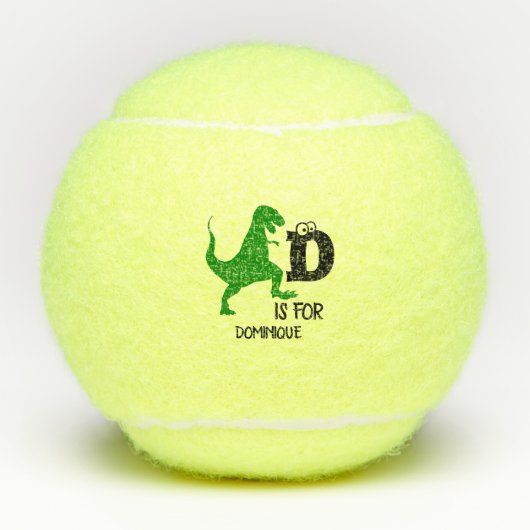 Aangepast monogram D is voor Dinosaur schattige T  Tennisballen (Voorkant)