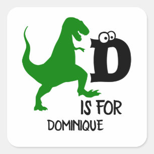 Aangepast monogram D is voor Dinosaur schattige T  Vierkante Sticker
