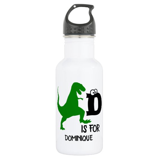 Aangepast monogram D is voor Dinosaur schattige T Waterfles (Voorkant)
