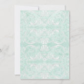 Aangepast monogram  Damask Lace Kijk Aqua Blue Kaart (Voorkant)