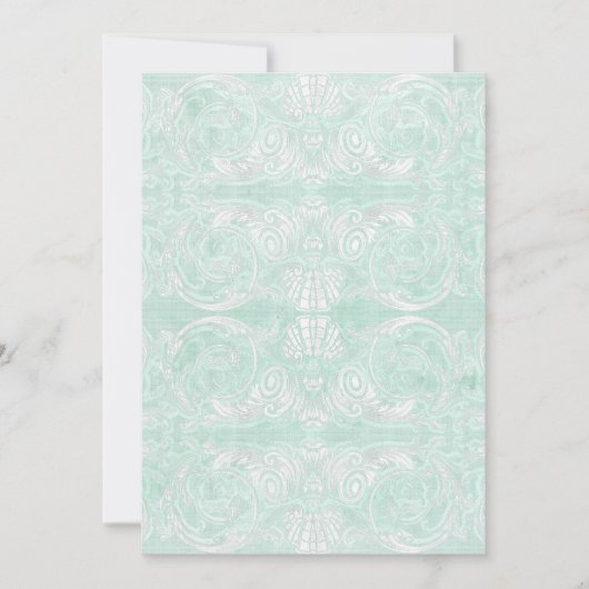 Aangepast monogram  Damask Lace Kijk Aqua Blue Kaart (Voorkant)