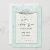 Aangepast monogram  Damask Lace Kijk Aqua Blue Kaart (Achterkant)