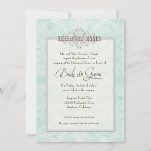 Aangepast monogram Damask Lace Kijk Aqua Blue Kaart