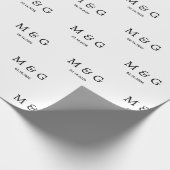 Aangepast Monogram Datum Patroon Wit Cadeaupapier (Hoek)
