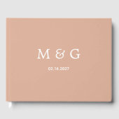 Aangepast Monogram Datum Stijlvolle Stof Rose Gastenboek (Voorkant)