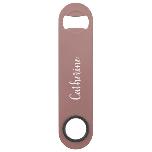 Aangepast monogram - Deep Pink met script Bar Key Speed Flessenopener (Voorkant)
