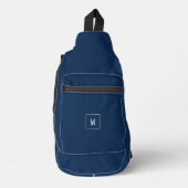 Aangepast monogram, donker marineblauw sling bag (Voorkant)