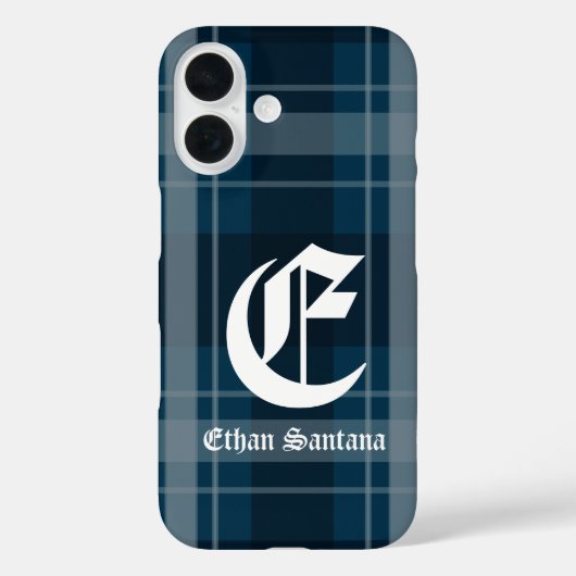 Aangepast Monogram Donkerblauw Plakt Case-Mate iPhone Case (Achterkant)