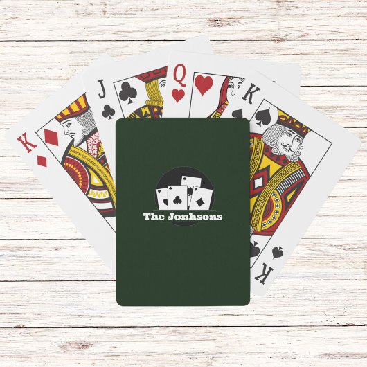 Aangepast Monogram Donkergroen Speelkaartendeck Pokerkaarten