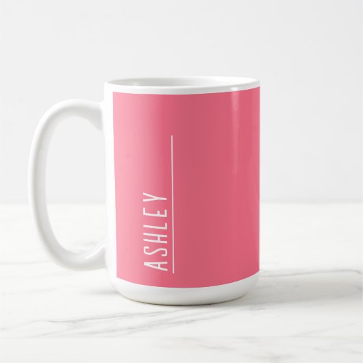 Aangepast monogram, dramatisch roze koffiemok (Links)