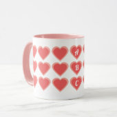 Aangepast monogram dubbel hart mok (Voorkant links)