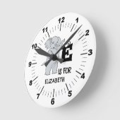 Aangepast monogram E is voor schattig kleurrijk ol Ronde Klok (Hoek)