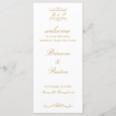 Aangepast Monogram Elegant Modern Gouden Bruiloft Programmakaart (Voorkant)