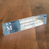 Aangepast Monogram Elegant Modern Marmer Acryl Naambordje (Zijkant)