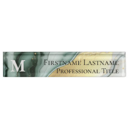 Aangepast Monogram Elegant Modern Marmer Acryl Naambordje