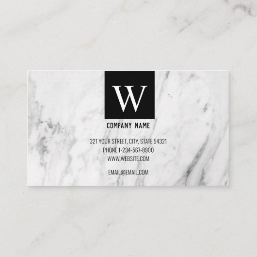 Aangepast monogram Elegant White Marble Profession Visitekaartje (Achterkant)