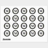 Aangepast Monogram Elegant Zwart en Goud Deco Ronde Sticker (Vel)