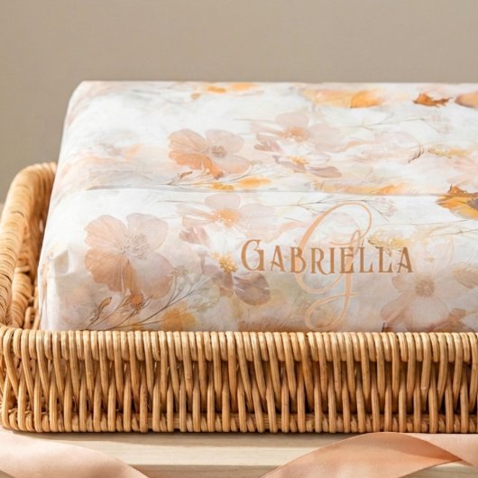 Aangepast monogram Elegante waterverf bloem Tissuepapier