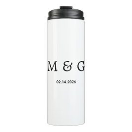 Aangepast monogram en datum gepersonaliseerd wit thermosbeker