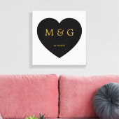 Aangepast monogram en datum symbool van liefde canvas afdruk (Insitu (Woonkamer))