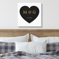 Aangepast monogram en datum symbool van liefde