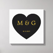 Aangepast monogram en datum symbool van liefde canvas afdruk (Voorkant)