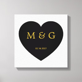 Aangepast monogram en datum symbool van liefde canvas afdruk