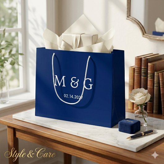 Aangepast monogram en datum symbool van liefde mar groot cadeauzakje