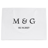 Aangepast monogram en datum symbool van liefde wit groot cadeauzakje (Voorkant)