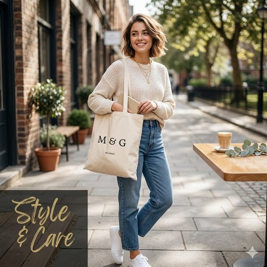 Aangepast monogram en datum symbool van liefdesbud tote bag