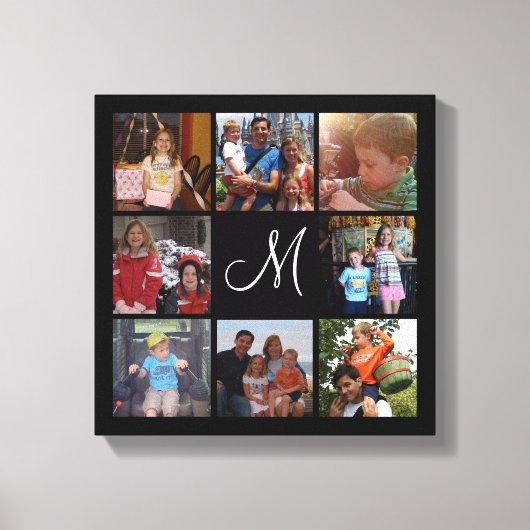 Aangepast monogram en familiekleur fotocollage canvas afdruk (Voorkant)
