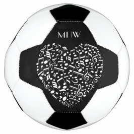 Aangepast monogram en kleur Musical Heart voetbal