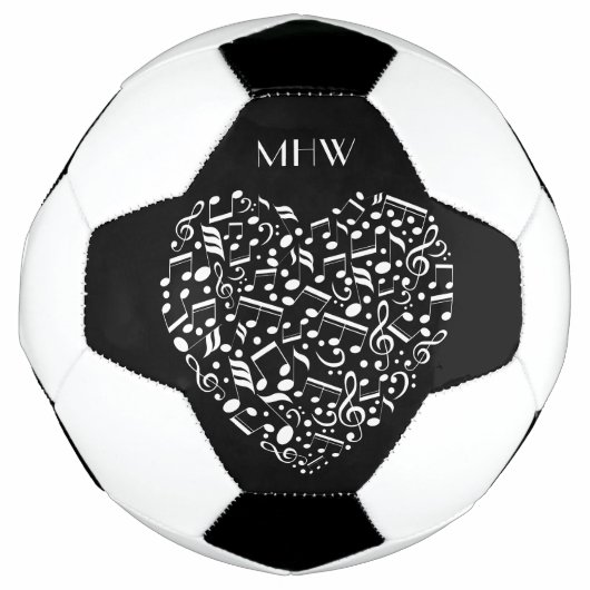 Aangepast monogram en kleur Musical Heart voetbal (Voorkant)